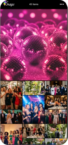 Screenshot of the Snaps guest gallery for a bachelorette party