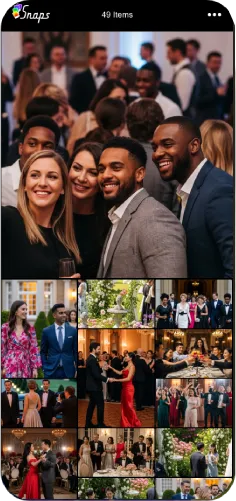 Screenshot of the Snaps guest gallery for a company event